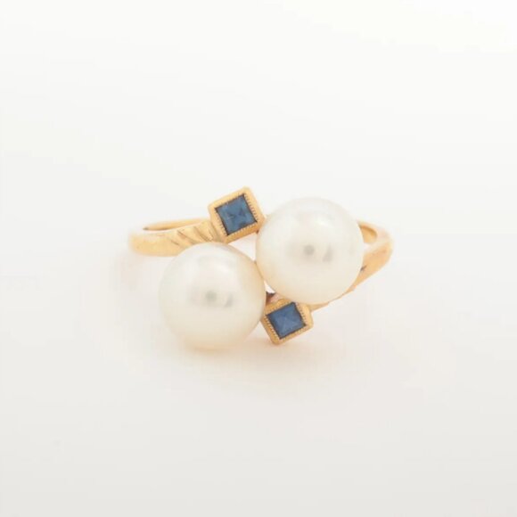 Pearl Sapphire Ring Yellow Gold - Picture 1 of 5